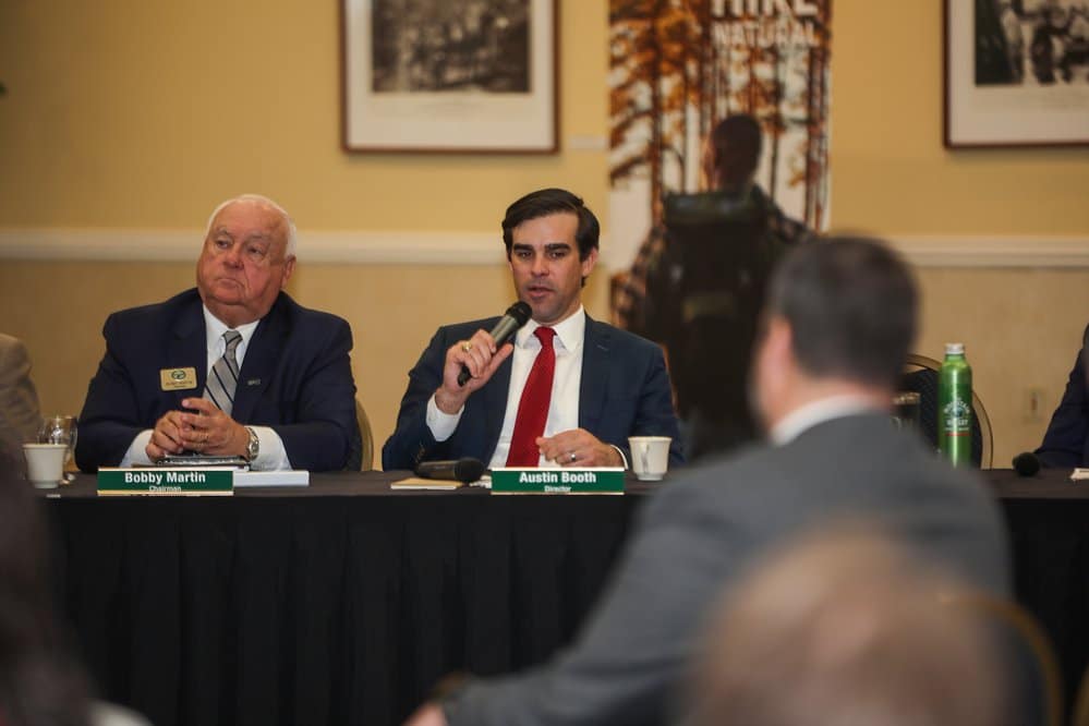 Bobby Martin and Austin Booth: AGFC Chairman Bobby Martin and AGFC Director Austin Booth both expressed sincere appreciation for presentations given by SAU students at today’s meeting.