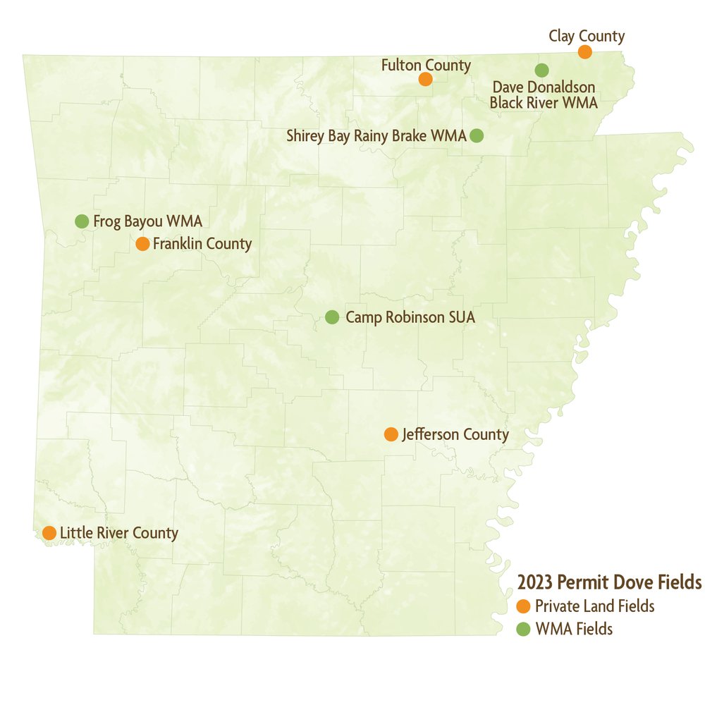 The AGFC has five private dove fields and four dove fields on public land that are available for this year’s dove field applications.