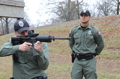 Wildlife officer training with firearms