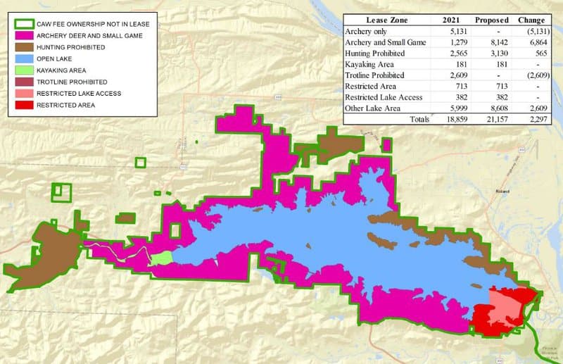 Map: An amended lease agreement will open more than 2,300 acres of property in Central Arkansas to public hunting and outdoor recreation.