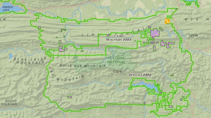 Map of Cedar Mountain Leased Land WMA