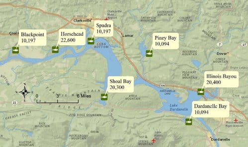 Dardanelle largemouth stocking map