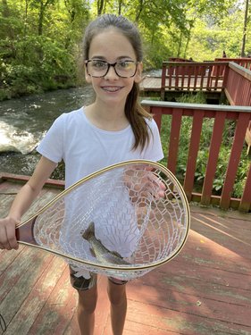 A trout-fishing trip to Dry Run Creek gave students a huge payoff for their lessons. Photo courtesy Freddy Penka.