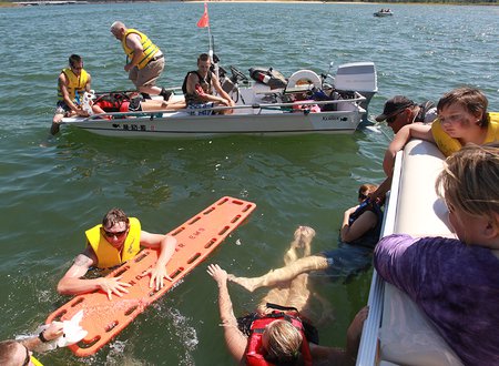 Boating rescue drill