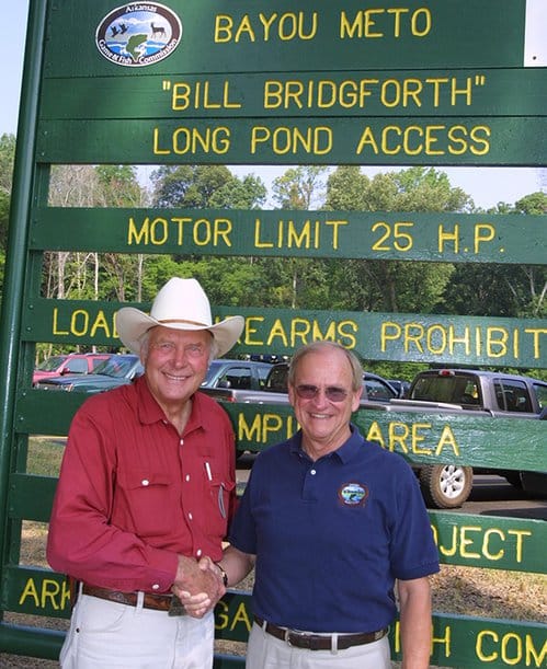 Bill Bridgforth (right) served with many fellow Arkansas conservationists and Arkansas Outdoor Hall of Fame members, such as the late Forrest L. Wood.