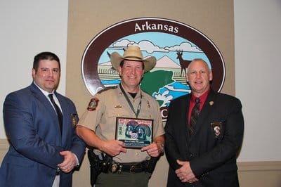 from left to right: AGFC Maj. Brad Young, AGFC Sgt. Chris Majors, AGFC Col. Greg Rae.