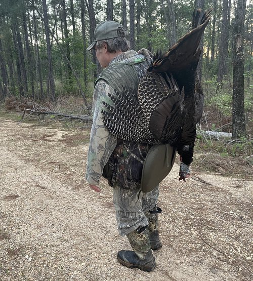 Dr. Jim English of Little Rock teamed up with AGFC Enforcement Col. Brad Young on a day off to bag his bird this season. Photo courtesy Brad Young.
