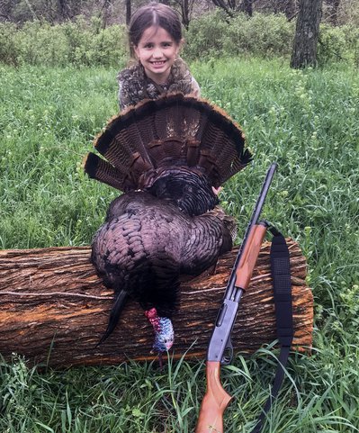 Brad Young's daughter with gobbler