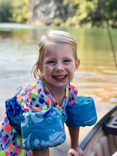 Young girl enjoying the waters in Wedington WMA