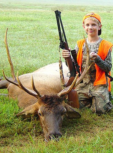 Joey Shirley and bull elk