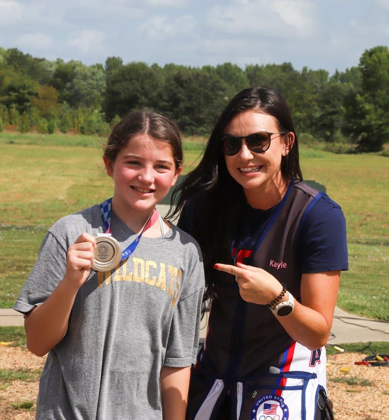 Browning posing with youth