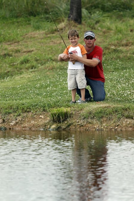 Father and son fishing