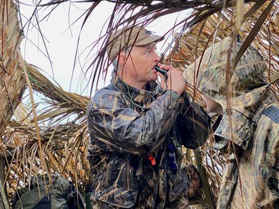 Hunter with Duck Call: Luke Naylor says waterfowl hunting opportunities in the WRICE program will see another increase this year. AGFC photo.