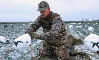 Windsocks fill out the spreads of snow goose hunters to add motion and numbers.