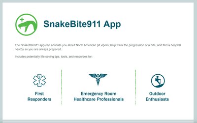 Snakebite911 has information for outdoor recreationists as well as first responders and hospitals.
