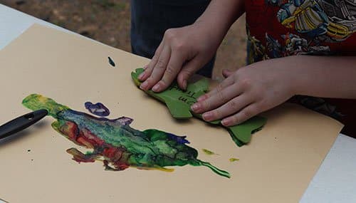 Gyotaku painting on Spring Break at a nature center