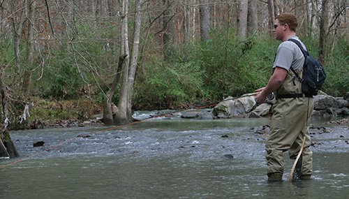 Trout fishing on the river