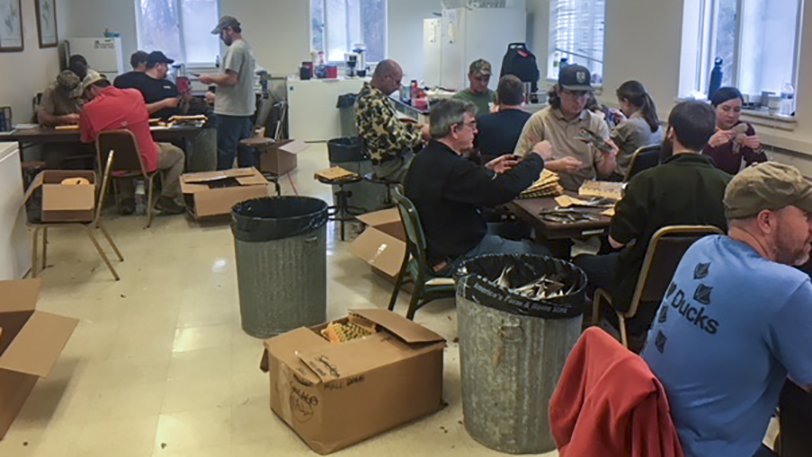 Biologists from the entire Mississippi Flyway convene to identify and evaluate more than 20,000 duck wings each year.