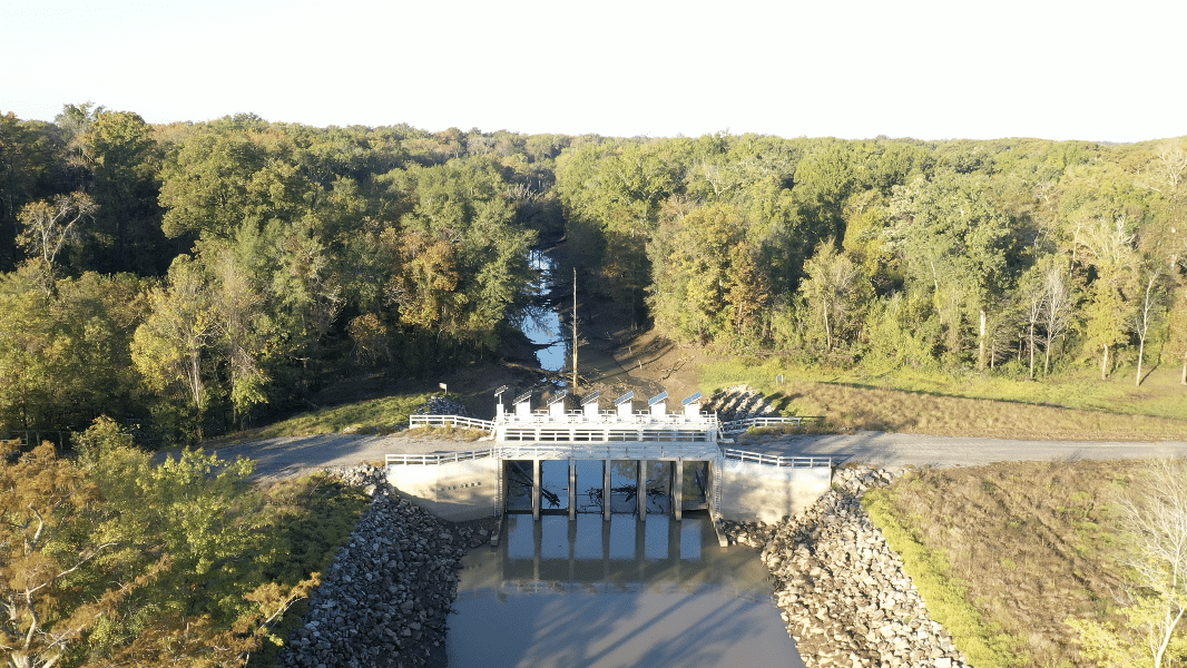 Completed water control structure at Hurricane Lake WMA.