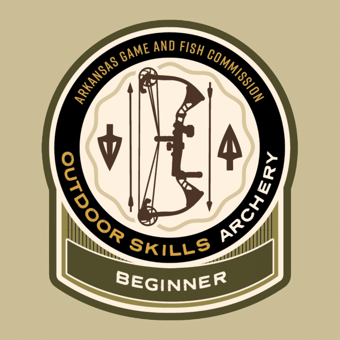 AGFC Outdoor Skills Sticker with archery equipment.