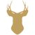 An icon of the shape of a deer head with antlers colored gold.