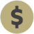 An icon featuring a coin with a dollar sign inside.