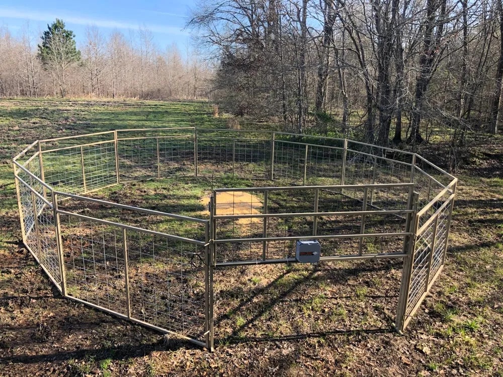 A Hog Boss trap for catching feral hogs.