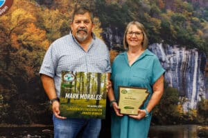 Mark Morales accepting his Wildlife Habitat Landowner Award.