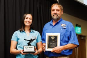 Megan Brandt accepting her Greenway Private Lands Special Recognition Award.