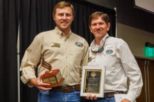 Clayton Whitaker accepting his Greenway Private Lands Special Recognition Award.